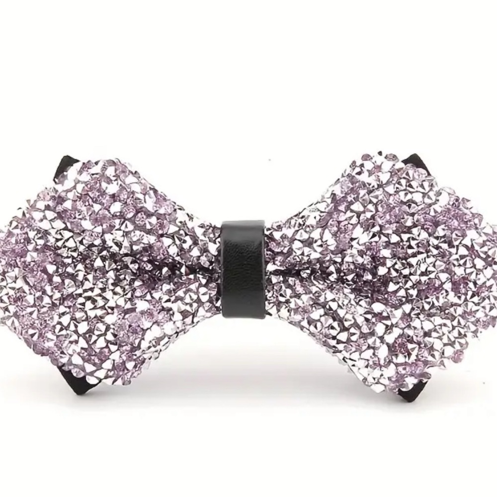 Elegant Silver and Purple Bow Tie